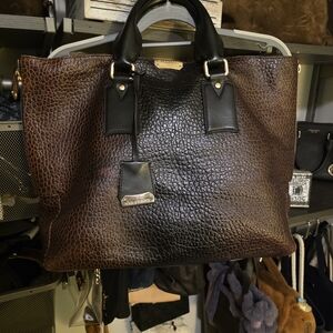 Burberry Textured Leather Shoulder Bag in Brown and Black